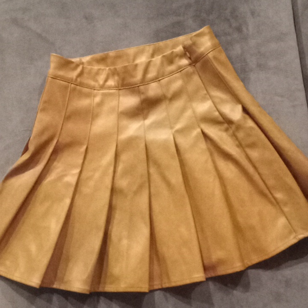 Faux Leather Pleated Skirt